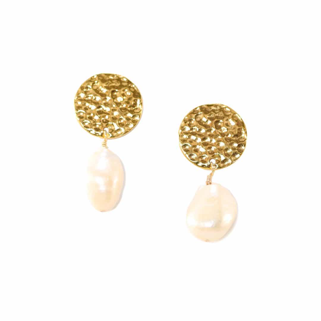 Impressions disc earrings with freshwater pearl drop (maxi) – Julie ...